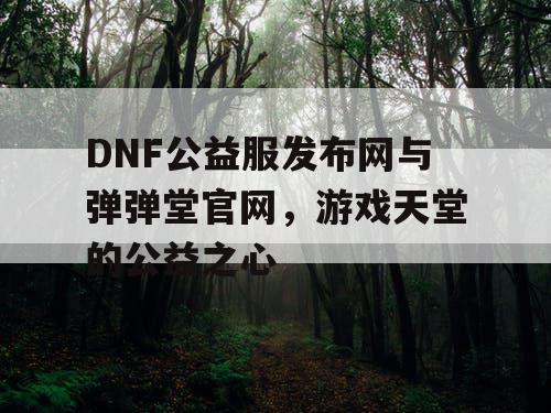 DNF公益服发布网与弹弹堂官网，游戏天堂的公益之心