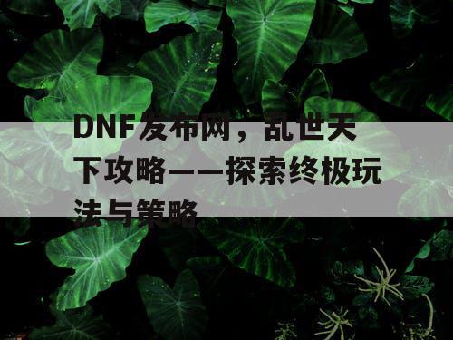 DNF发布网，乱世天下攻略——探索终极玩法与策略