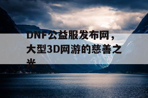 DNF公益服发布网，大型3D网游的慈善之光